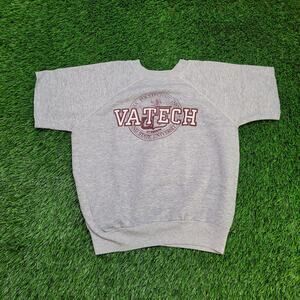 VTG VA Tech USA Made Cut Off Sleeveless Sweatshirt Boxy Cropped Fit M (Tagged L)